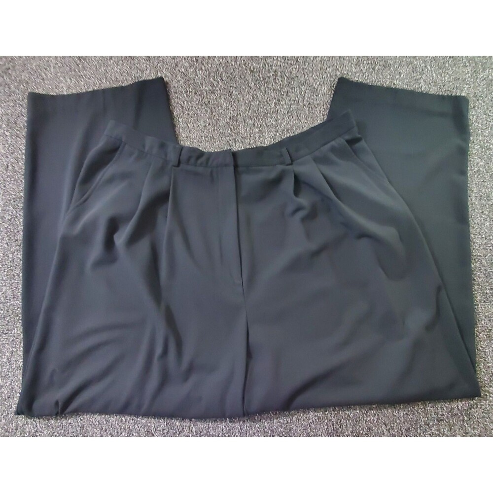 Venezia (Lane Bryant) Dress Pants Women's 22 Black High Rise Straight Pleated - Picture 2 of 11